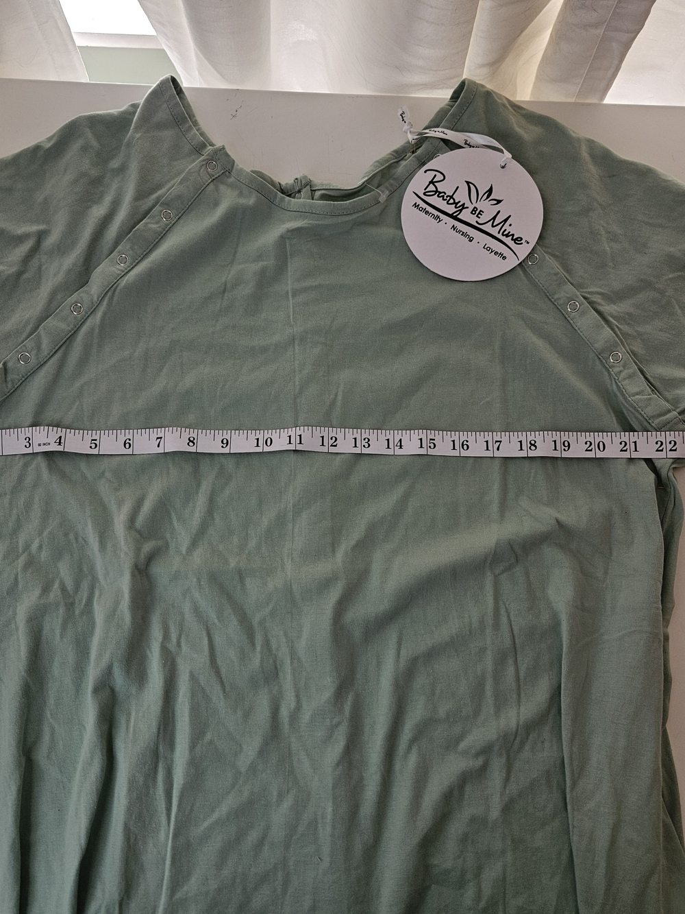 Baby Be Mine Light Sage Nursing Tunic Gown with Snap Shoulders XL